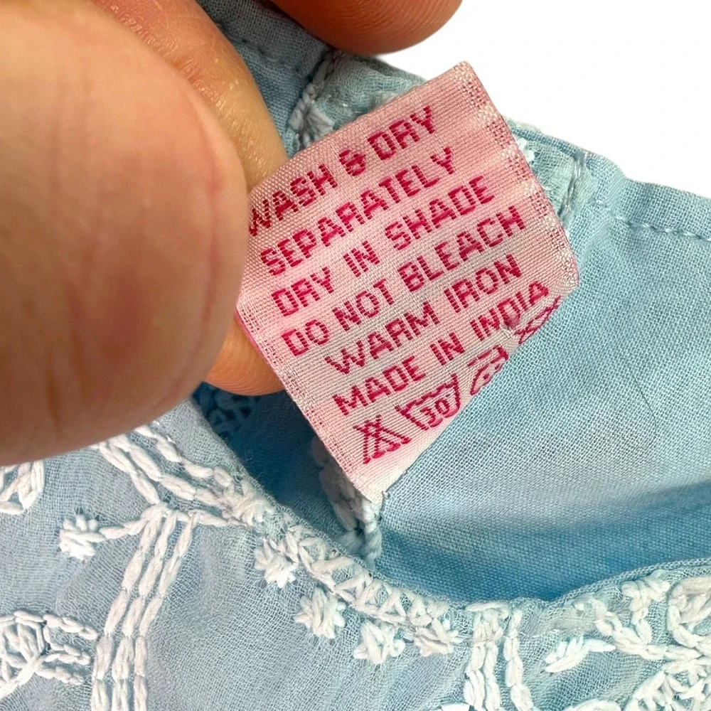 Pink Reban Baby Girl Dress 12-18 Months Blue Floral Embroidered Party Special